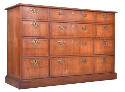 Lot 437 - 19TH CENTURY QUEEN ANNE REVIVAL WALNUT TRIPLE CHEST OF DRAWERS