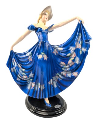Lot 146 - JOSEF LORENZL FOR GOLDSCHEIDER - ART DECO PORCELAIN CABINET FIGURINE OF LADY IN BLUE DRESS