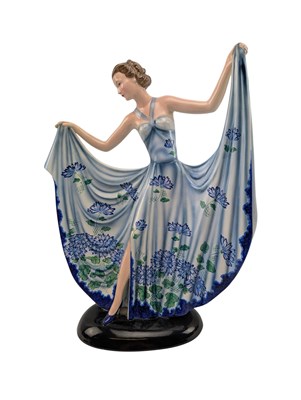 Lot 148 - JOSEF LORENZL FOR GOLDSCHEIDER - ART DECO PORCELAIN CABINET FIGURINE OF DANCER