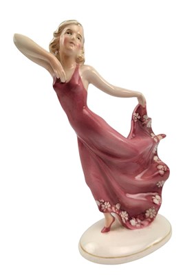 Lot 162 - KATZHUTTE HERTWIG & CO - ART DECO PORCELAIN FIGURINE OF A DANCER