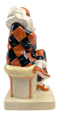 Lot 168 - JOSEF LORENZL FOR GOLDSCHEIDER - PORCELAIN CABINET FIGURINE OF A PIERROT