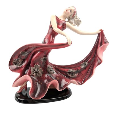 Lot 153 - STEFAN DAKON FOR GOLDSCHEIDER - ART DECO PORCELAIN CABINET FIGURINE OF DANCER