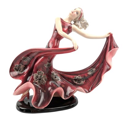 Lot 153 - STEFAN DAKON FOR GOLDSCHEIDER - ART DECO PORCELAIN CABINET FIGURINE OF DANCER