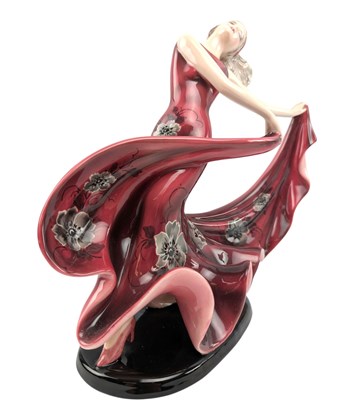 Lot 153 - STEFAN DAKON FOR GOLDSCHEIDER - ART DECO PORCELAIN CABINET FIGURINE OF DANCER