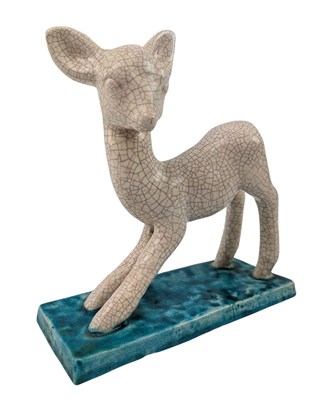Lot 167 - GOLDSCHEIDER - ART DECO CERAMIC CABINET FIGURINE OF A FAWN DEER