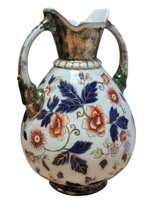 Lot 79 - 19TH CENTURY BRITISH IMARI MANNER TWIN HANDLED VASE