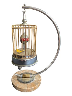 Lot 309 - EARLY 20TH CENTURY AUTOMATION HOROLOGE BIRDCAGE CLOCK WITH CHROME MADE IN OCCUPIED JAPAN
