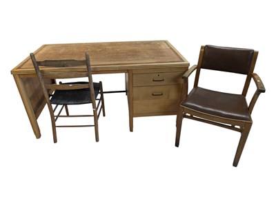 Lot 554a - POST WAR AIR MINISTRY 20TH CENTURY STYLE BEECH WOOD & INSET TOPPED DESK