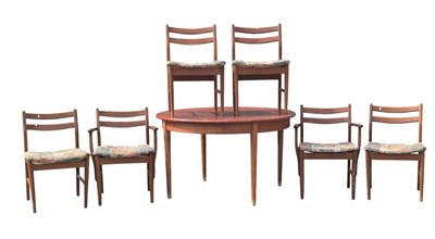 Lot 557a - JENTIQUE FURNITURE - MID CENTURY TEAK TABLE WITH 6 DINING CHAIRS
