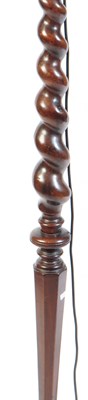 Lot 798 - 19TH CENTURY MAHOGANY BARLEY TWIST FLOOR STANDARD LAMP