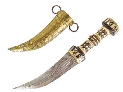 Lot 274 - 19TH CENTURY SYRIAN JAMBIYA DAGGER