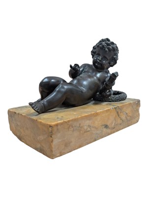 Lot 322 - 19TH CENTURY GRAND TOUR MANNER BRONZE CHERUB