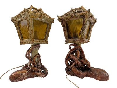 Lot 9 - PAIR OF ITALIAN 20TH CENTURY STUDIO ART POTTERY OCTOPUS TABLE LAMPS