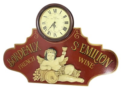 Lot 116 - ADVERTISING WALL HANGING CLOCK BY DEWBURY WATCH & CLOCK COMPANY FOR ST EMILION WINE