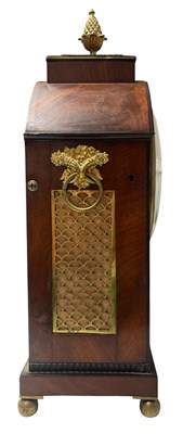 Lot 252 - W. CRIBB, SOUTHAMPTON ROW, LONDON - REGENCY MAHOGANY & BRASS INLAID MANTEL CLOCK