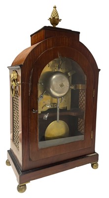 Lot 252 - W. CRIBB, SOUTHAMPTON ROW, LONDON - REGENCY MAHOGANY & BRASS INLAID MANTEL CLOCK