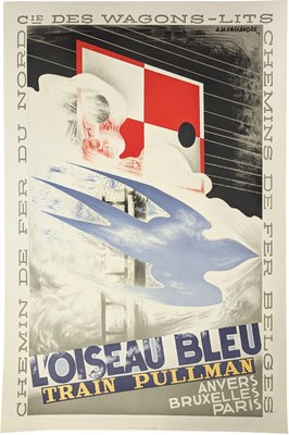 Lot 103 - A. M. CASSANDRE - L'OISEAU BLEU - TRAIN PULLMAN - VINTAGE 1989 POSTER PRINT