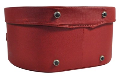 Lot 458 - ANTLER - 1960S LARGE RED LEATHER CIRCULAR TRAVEL CASE