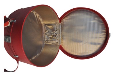 Lot 458 - ANTLER - 1960S LARGE RED LEATHER CIRCULAR TRAVEL CASE