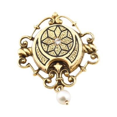 Lot 276 - A 14CT GOLD PEARL PENDANT BROOCH PIN