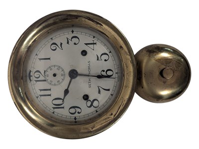 Lot 384 - MID CENTURY BRASS SETH THOMAS SHIPS STYLE CLOCK