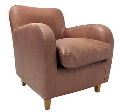 Lot 52 - HABITAT - HAVANA - DESIGNER LEATHER CLUB ARMCHAIR