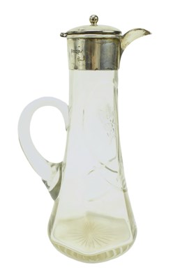 Lot 85 - GEORGE V HALLMARKED SILVER & CUT GLASS CLARET JUG / PITCHER