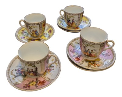 Lot 154 - DRESDEN PORCELAIN MINIATURE CUPS & SAUCERS