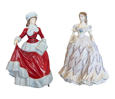Lot 110 - TWO LATE 20TH CENTURY BONE CHINA FIGURES OF DANCING LADIES