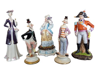 Lot 111 - COLLECTION OF 19TH / 20TH CENTURY PORCELAIN LADY AND CLOWN FIGURES