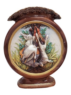 Lot 113 - LARGE 19TH CENTURY BELGIUM FLEMISH MOON VASE