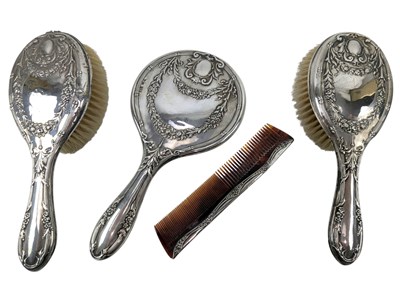 Lot 117 - GEORGE V HALLMARKED SILVER DRESSING TABLE VANITY SET