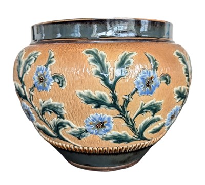 Lot 115 - ROYAL DOULTON - LATE 19TH CENTURY LAMBETH STONEWARE PLANTER