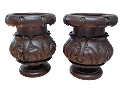 Lot 346 - TWO 20TH CENTURY VINTAGE CARVED HARDWOOD PLANTERS