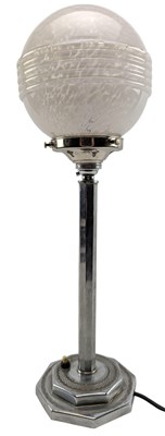 Lot 229 - ART DECO EARLY 20TH CENTURY MOTTLED GLASS & CHROME DESK LAMP