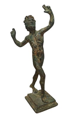 Lot 356 - 20TH CENTURY IRON MINIATURE STATUE OF A DANCING FAUN