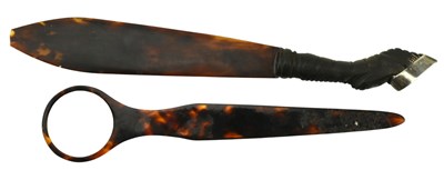 Lot 82 - TORTOISESHELL & EBONY HANDLED SILVER MOUNTED PAGE TURNER