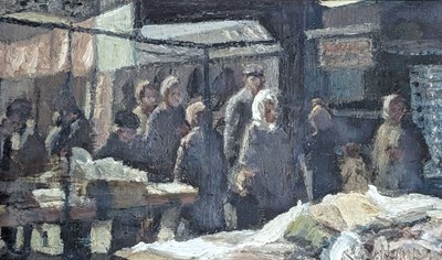 Lot 110 - ROGER HAMPSON (BRITISH, 1925-1996) - ACCRINGTON MARKET