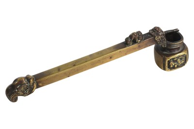 Lot 377 - LATE 19TH CENTURY MEIJI PERIOD JAPANESE BRASS YATATE WRITING SET