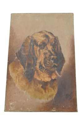 Lot 379 - LATE 19TH CENTURY OIL ON CANVAS DOG PAINTING
