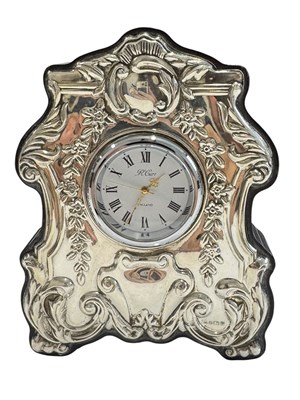 Lot 69 - HALLMARKED SILVER CARRS OF SHEFFIELD MANTEL CLOCK