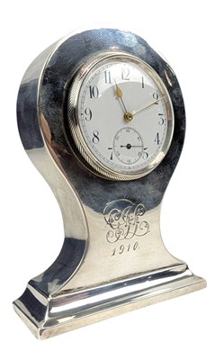 Lot 48 - 20TH CENTURY EDWARD VII HALLMARKED SILVER MANTEL CLOCK
