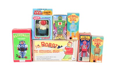 Lot 681 - TINPLATE TOYS - X7 WIND-UP ROBOTS