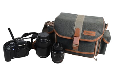 Lot 385 - OLYMPUS - CONTEMPORARY E-500 DSLR CAMERA & LENSES