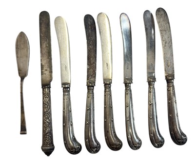 Lot 127 - COLLECTION OF HALLMARKED SILVER HANDLED PISTOL GRIP KNIVES ETC