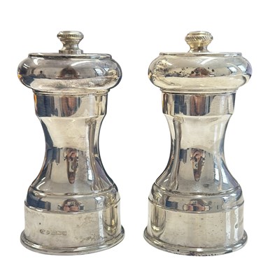 Lot 143 - PAIR OF HALLMARKED SILVER SALT & PEPPER GRINDERS