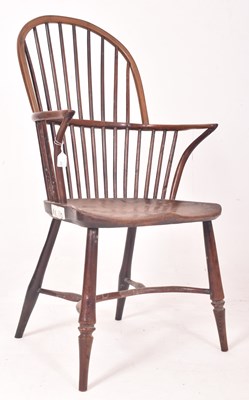 Lot 457 - 19TH CENTURY YEW WOOD & ELM HOOP BACK WINDSOR ARMCHAIR