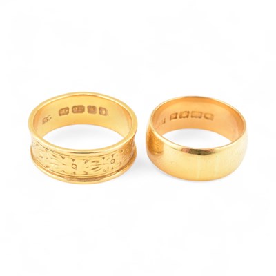 Lot 159 - TWO HALLMARKED 22CT GOLD BAND RINGS