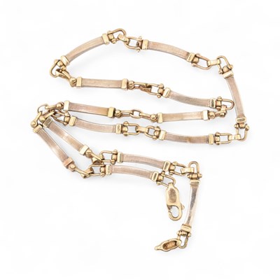 Lot 410 - HALLMARKED 99CT GOLD FANCY BAR STIRRUP CHAIN LINK NECKLACE