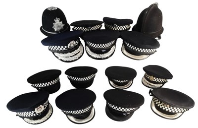 Lot 144 - COLLECTION OF BRITISH POLICE UNIFORM HATS / HELMETS